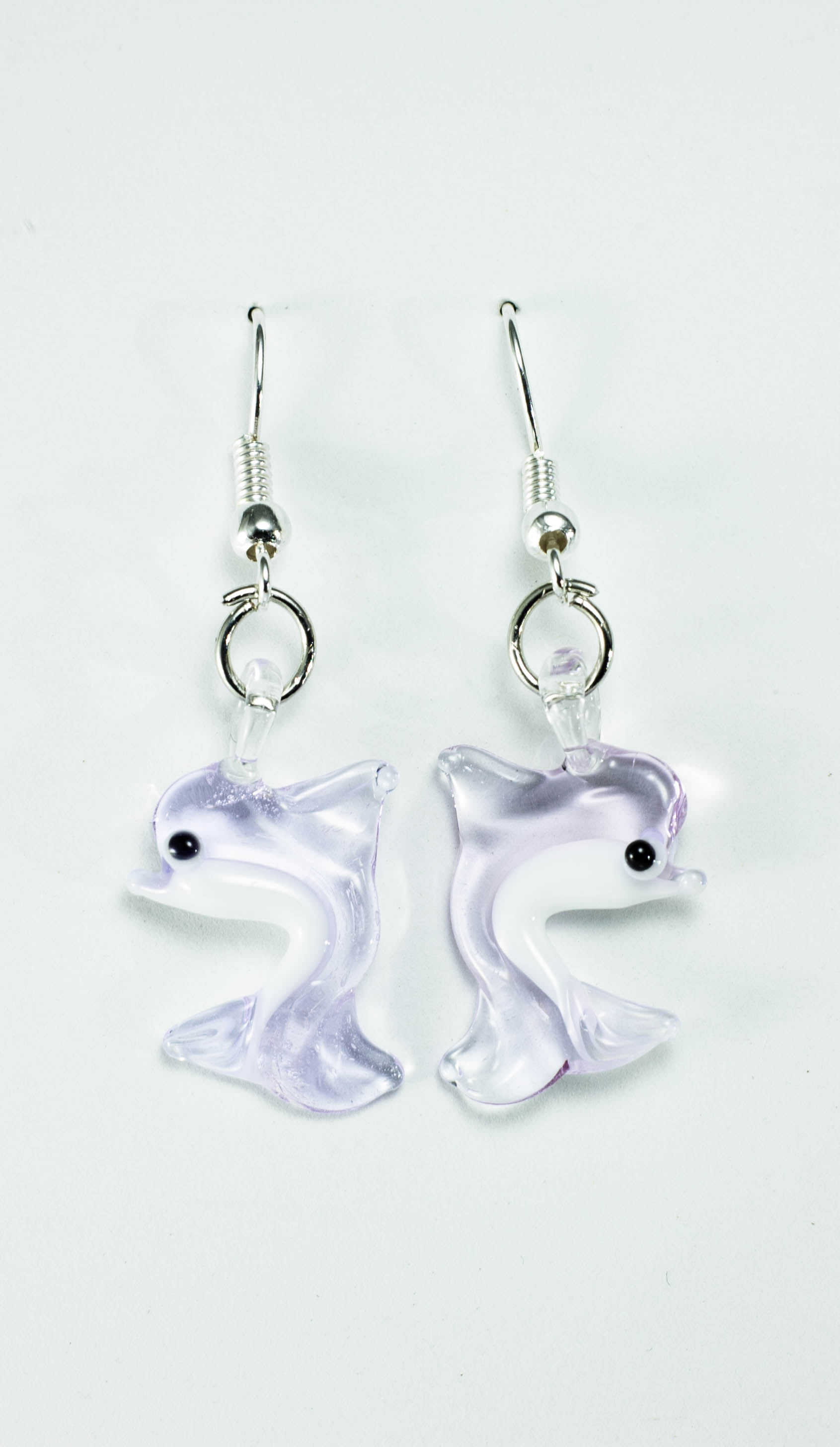 Naušnice Delfini lila prozirna